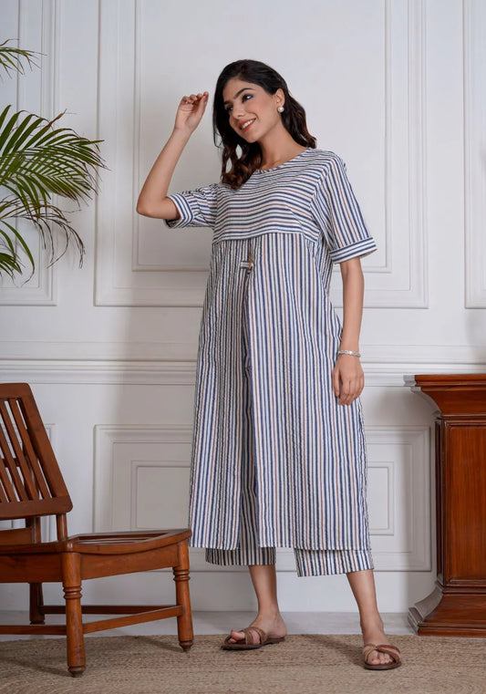 Red Blue Strand Front Slit Set