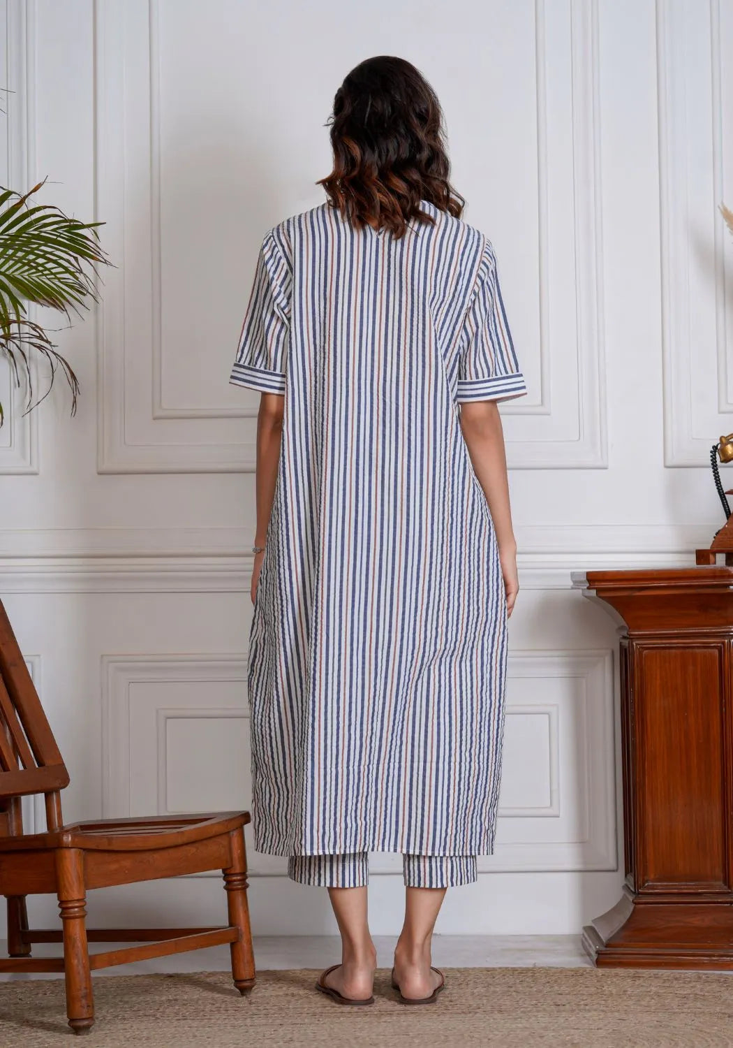 Red Blue Strand Front Slit Set