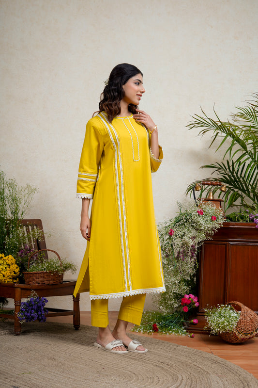 Yuzu Yellow Kurta Pant Set
