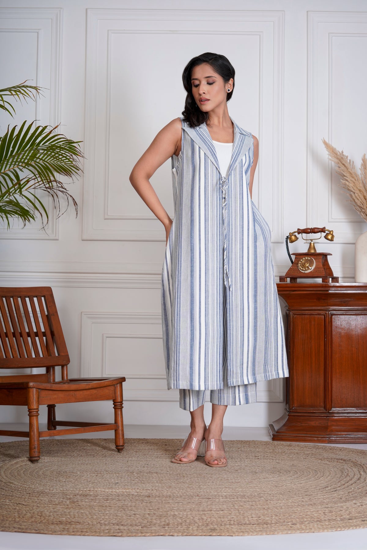 Blue Barcode Jacket Pant Set