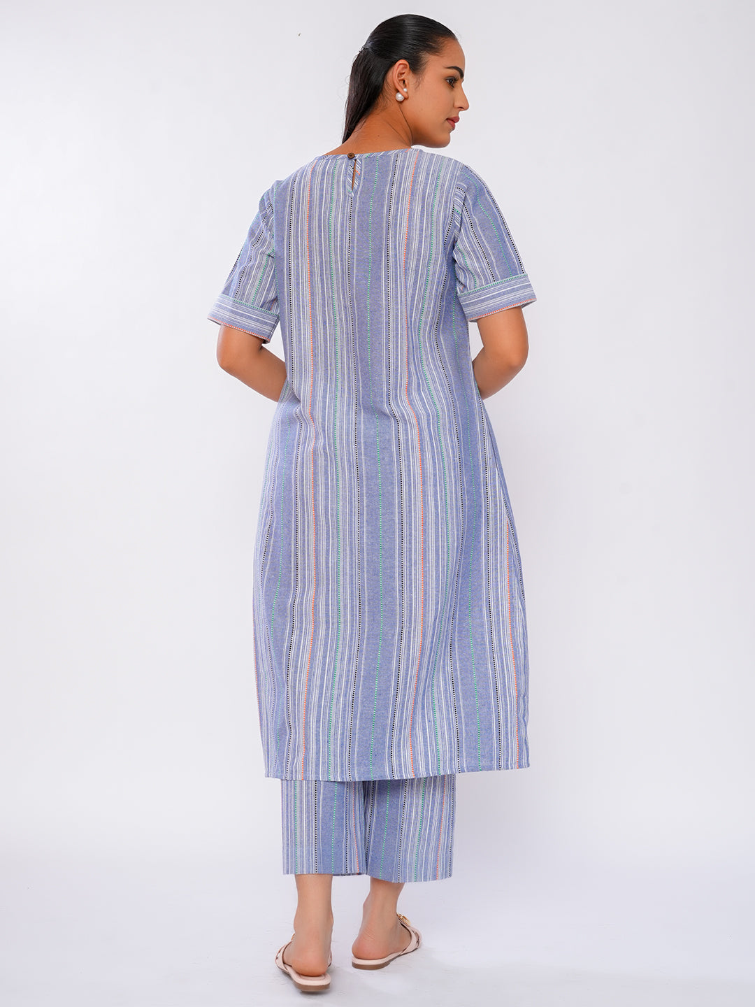 BREEZY STREAK FRONT SLIT KURTA SET