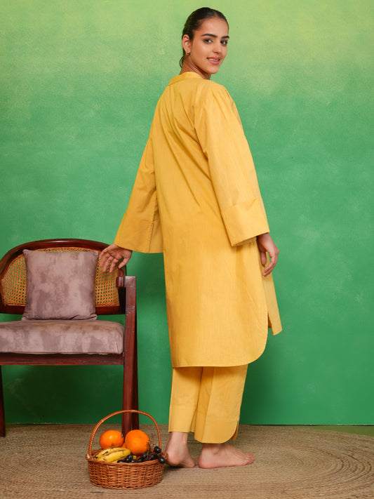 Mello Mustard Flared Sleeves Kurta Set