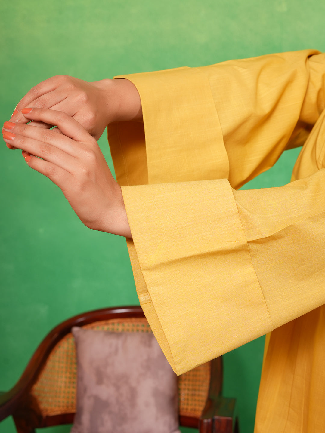 Mello Mustard Flared Sleeves Kurta Set