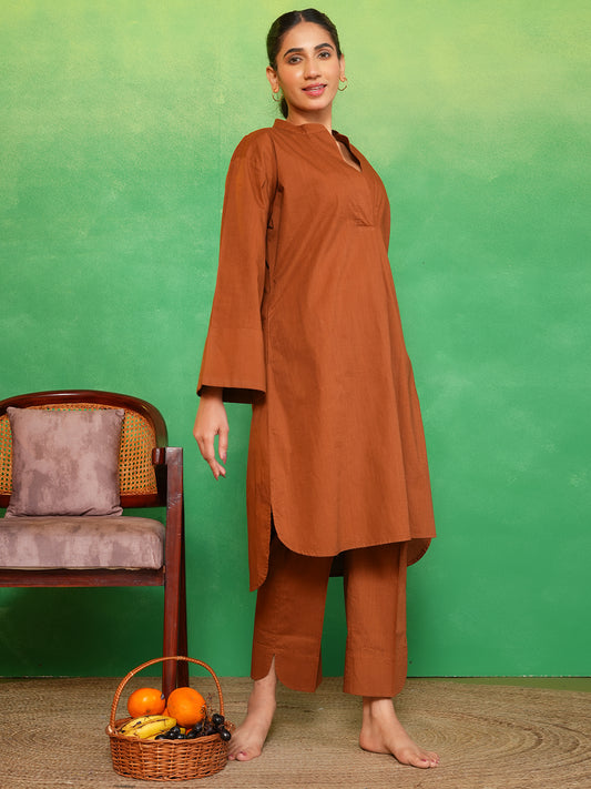 Cinnamon Charm Flared Sleeves Kurta Set