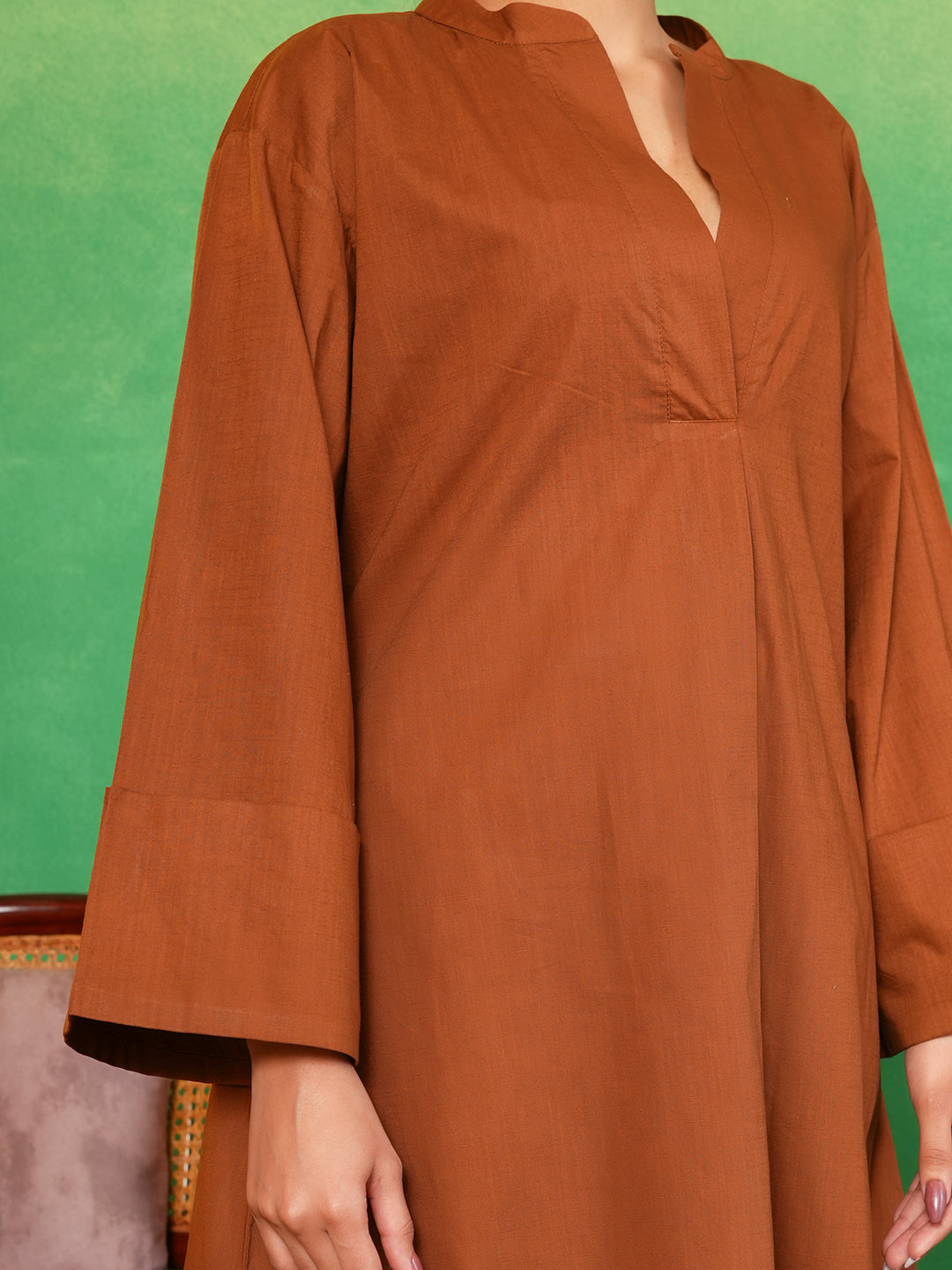 Cinnamon Charm Flared Sleeves Kurta Set