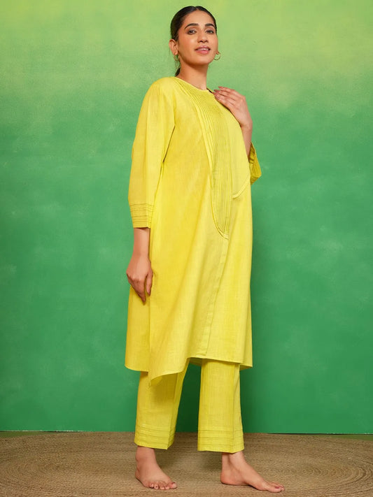 Lemon Zest Pleated Kurta Set