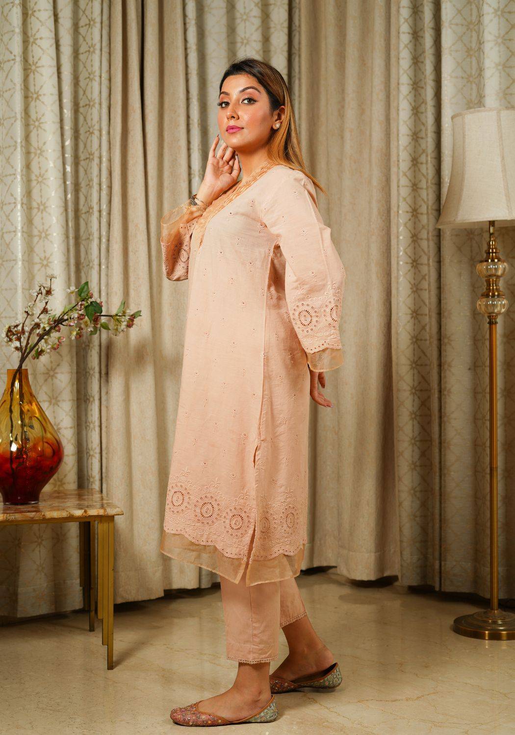 Pastel Peach Kurta Set