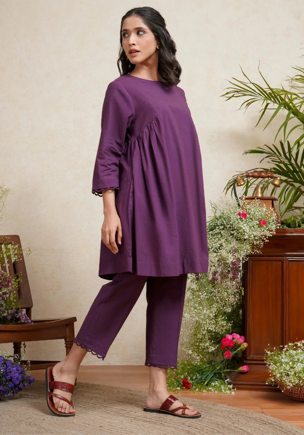 Purple Dreams Side Gathered Kurta Set