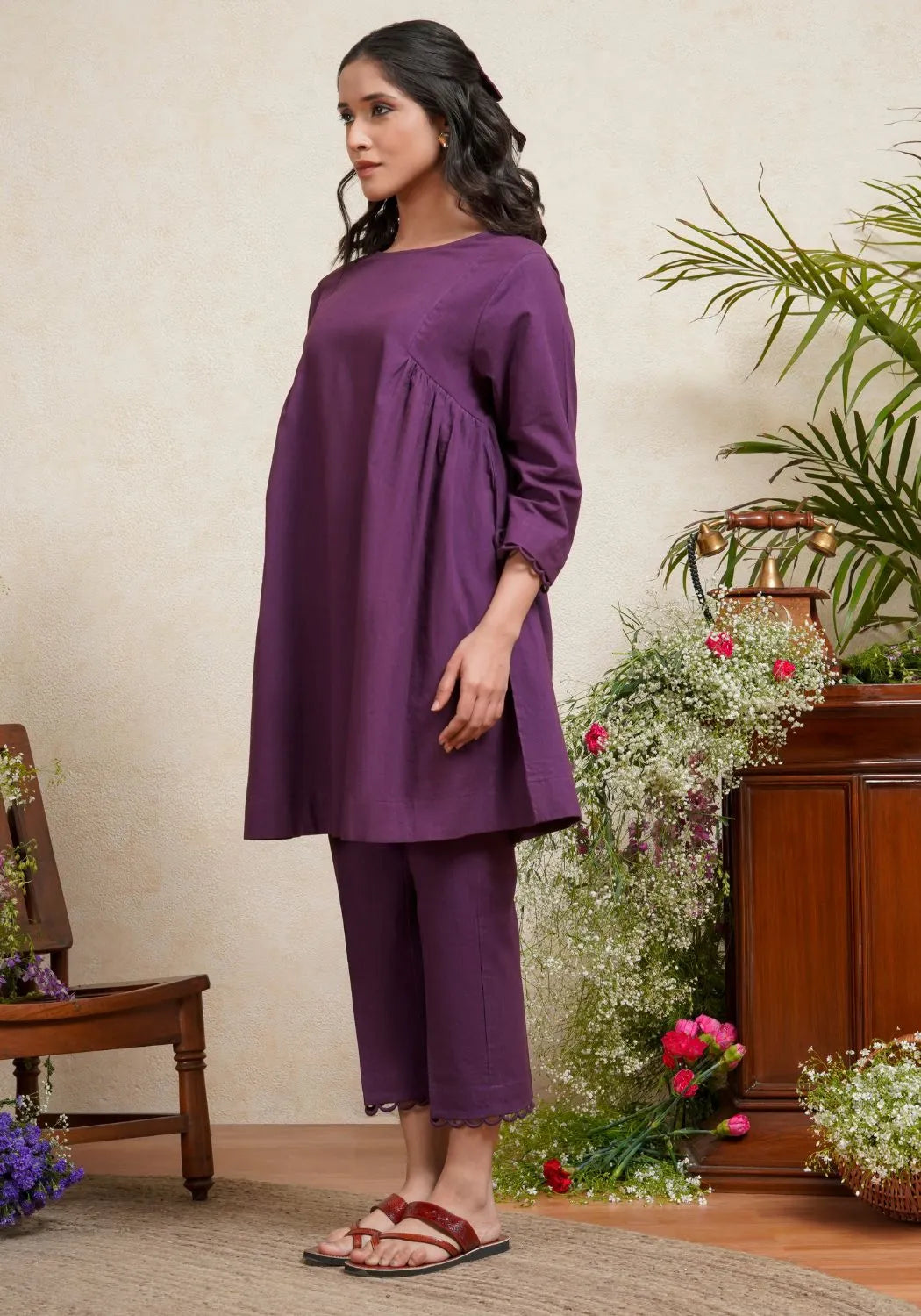 Purple Dreams Side Gathered Kurta Set