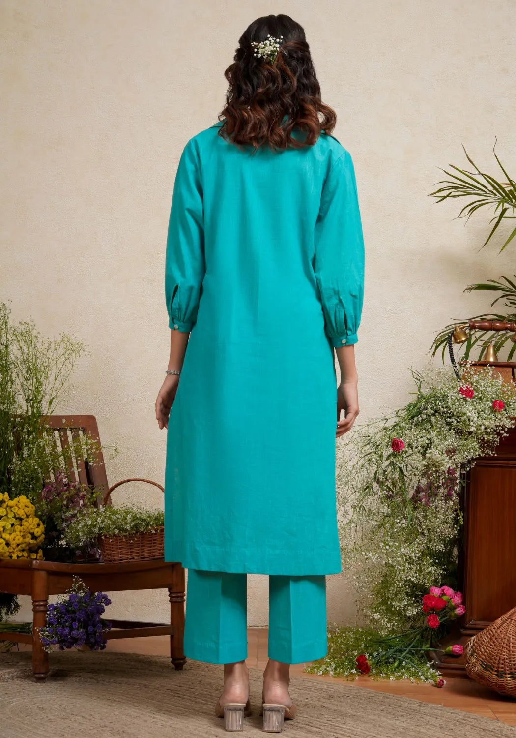 Turquoise Affair Collared Kurta Set