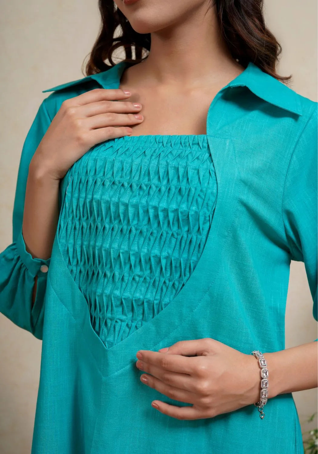 Turquoise Affair Collared Kurta Set