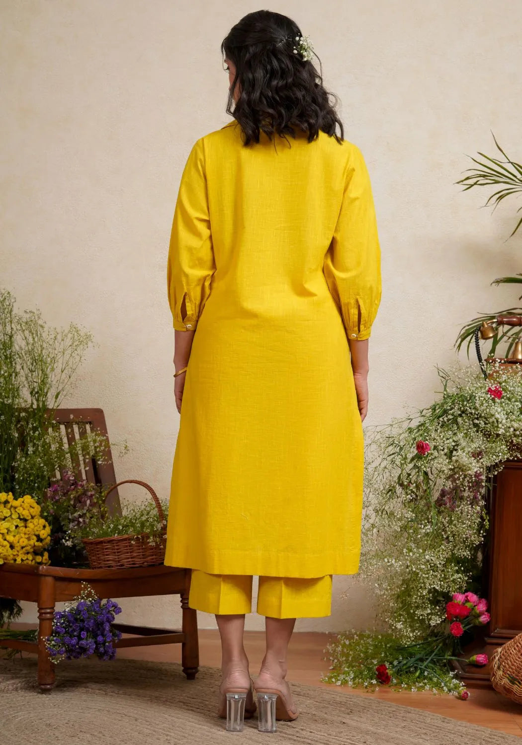 Radiant Yellow Collared Kurta Set