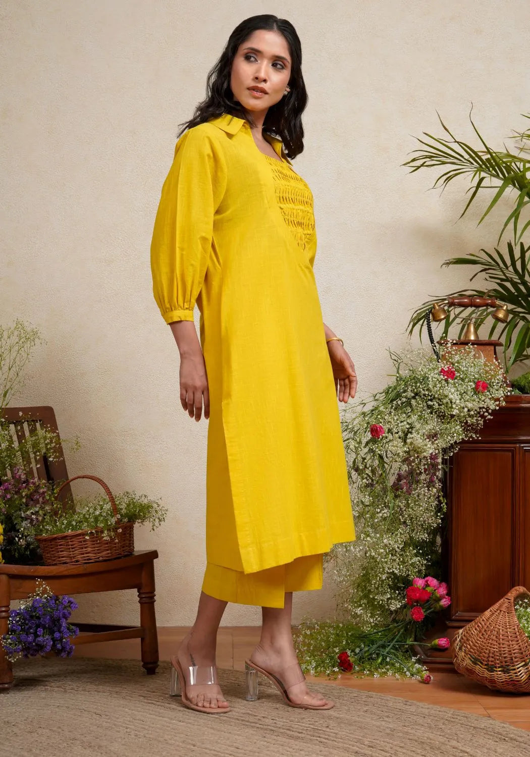 Radiant Yellow Collared Kurta Set