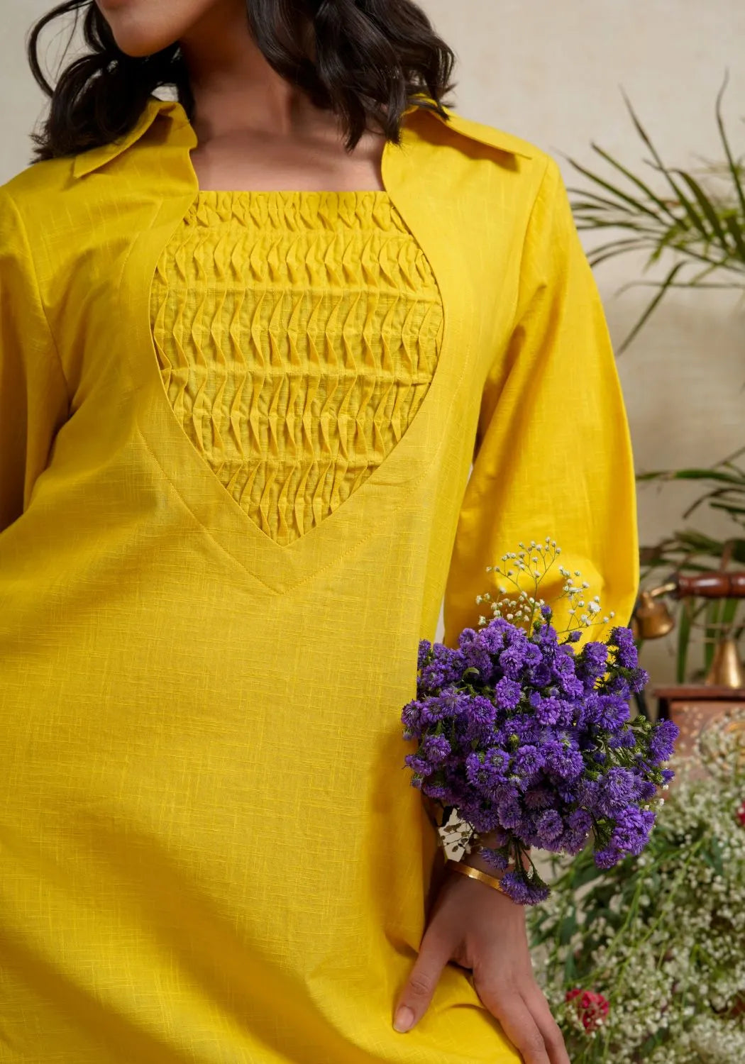 Radiant Yellow Collared Kurta Set