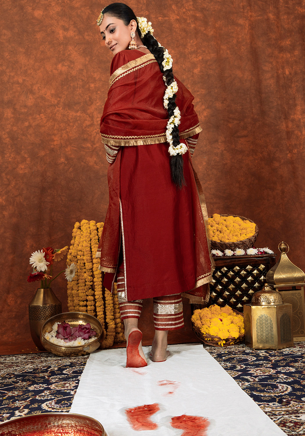 Sindoori Lal Chanderi Silk Suit