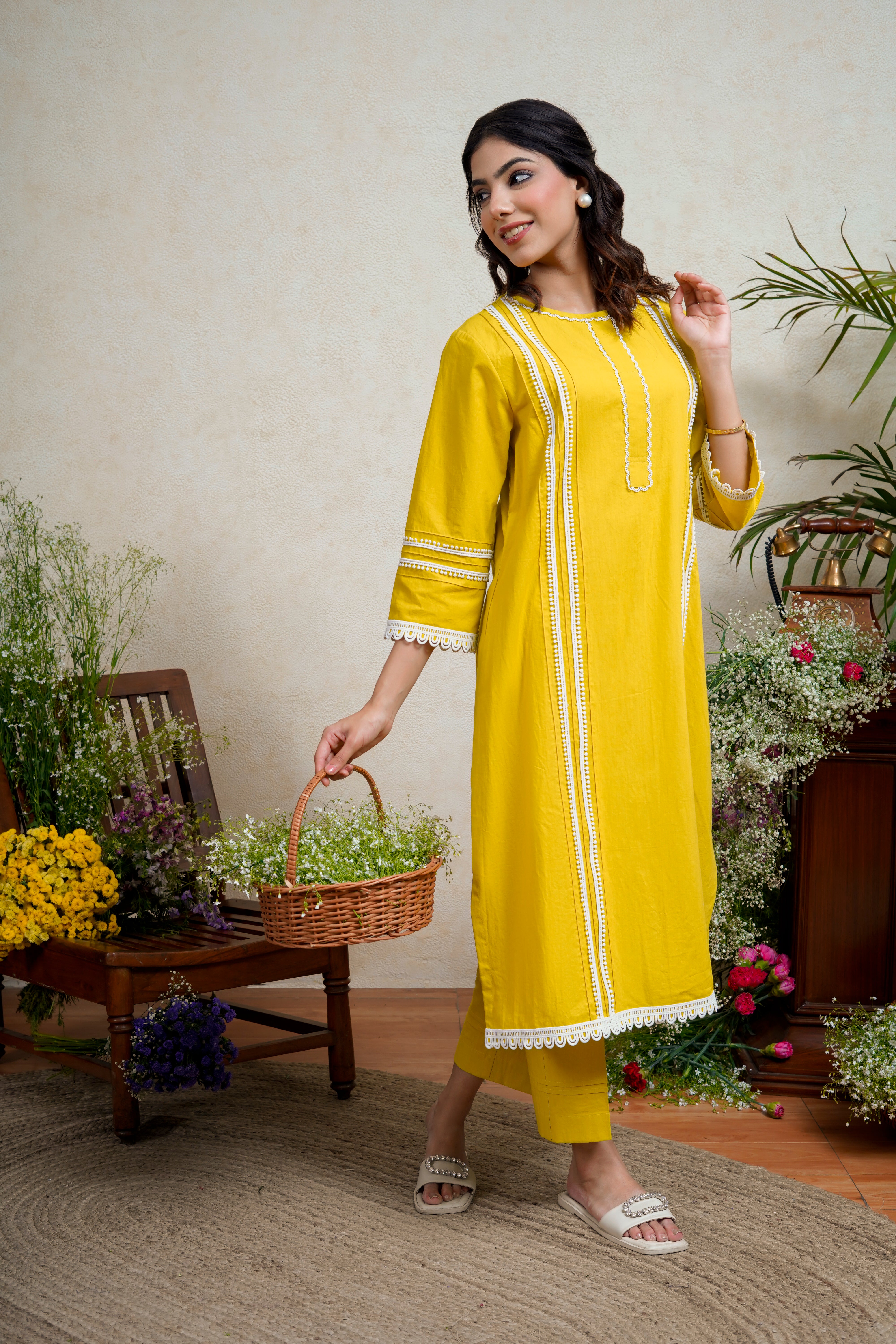 Yuzu Yellow  Kurta Pant Set