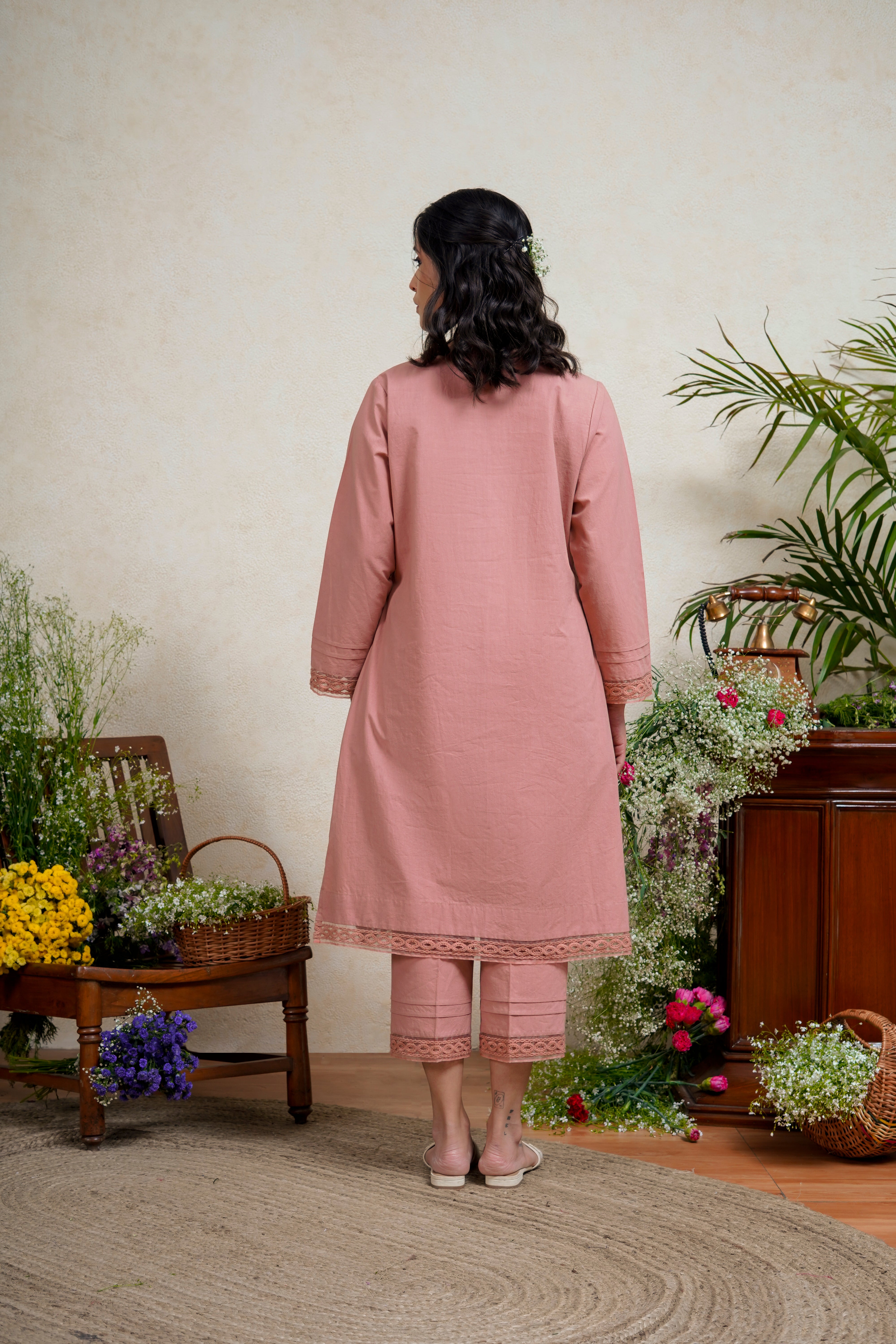 Candied Peach Kurta Pant Set