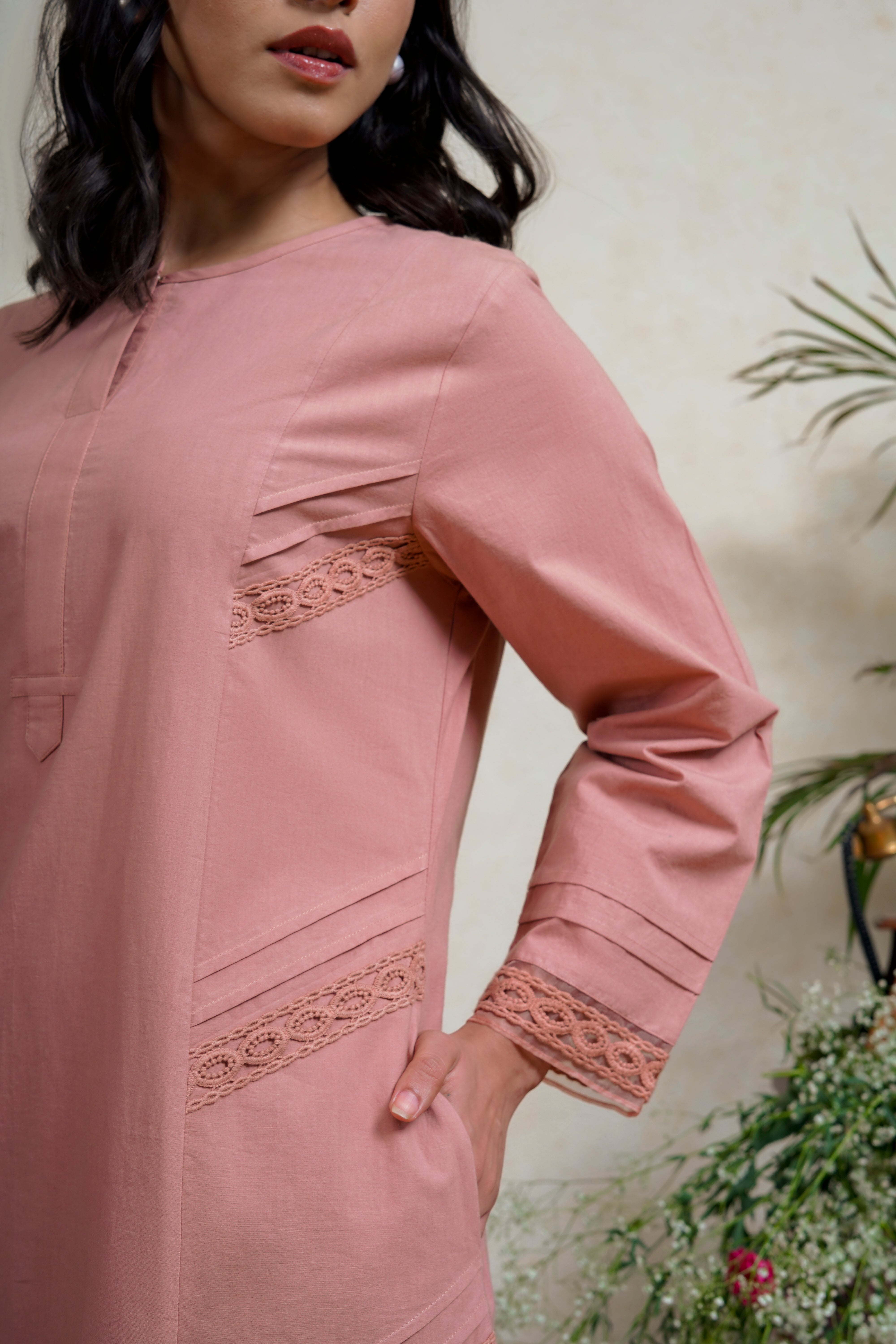 Candied Peach Kurta Pant Set