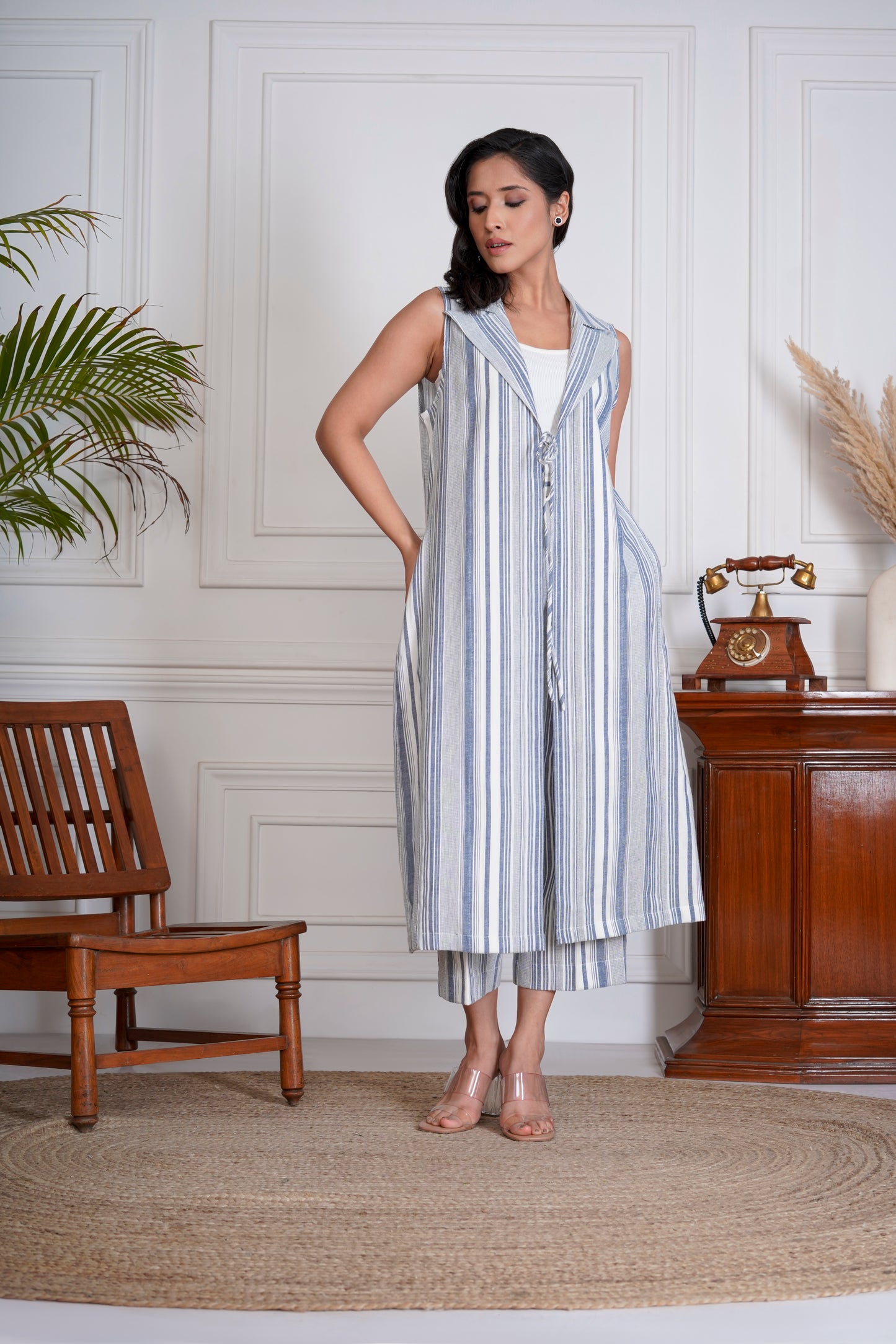 Blue Barcode Jacket Pant Set