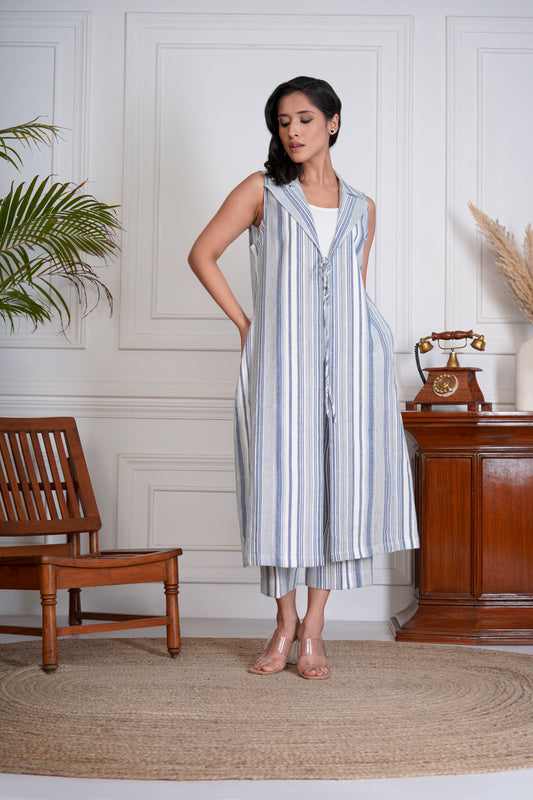 Blue Barcode Jacket Pant Set