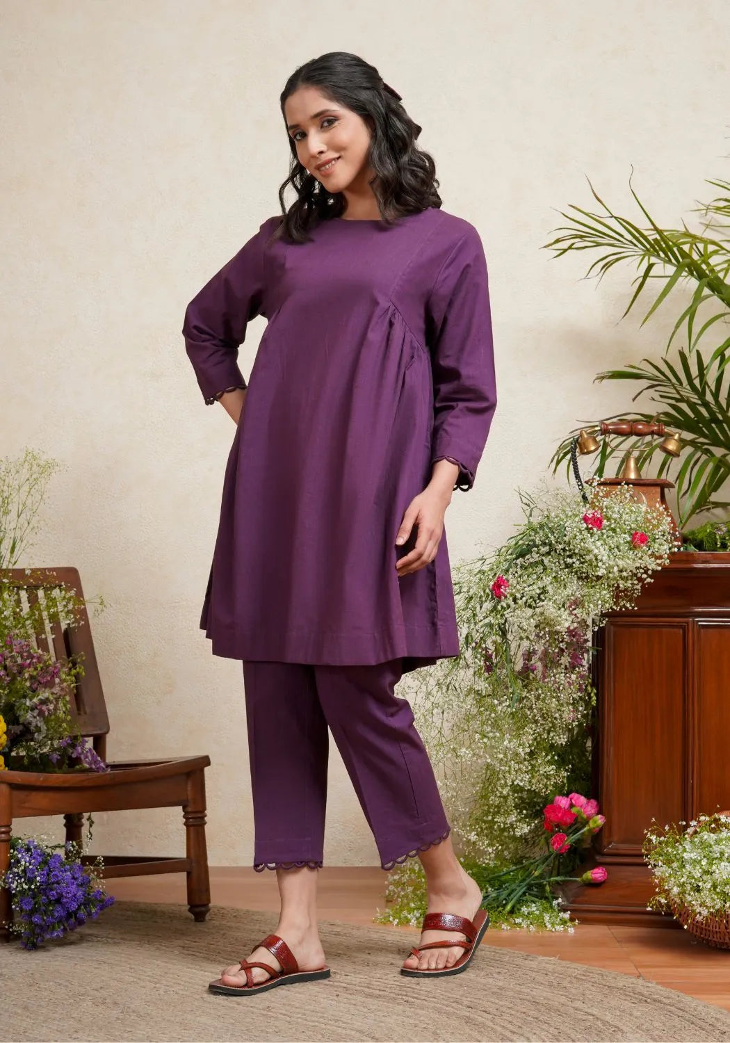 Purple Dreams Side Gathered Kurta Set