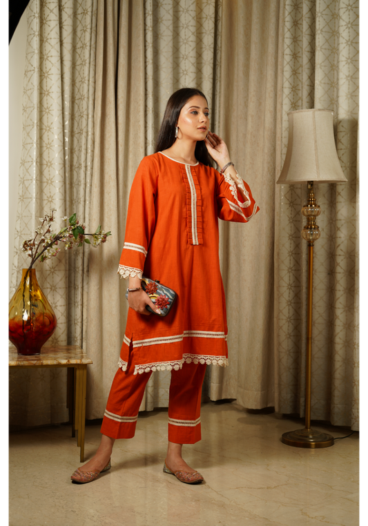 Rusty Orange Kurta Set