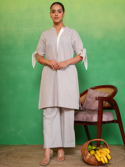 Dewy Ash Bow-Tie Kurta Set