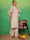 Nude Beige Bow-Tie Kurta Set