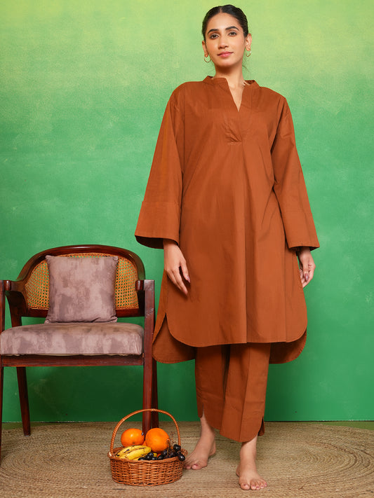 Cinnamon Charm Flared Sleeves Kurta Set