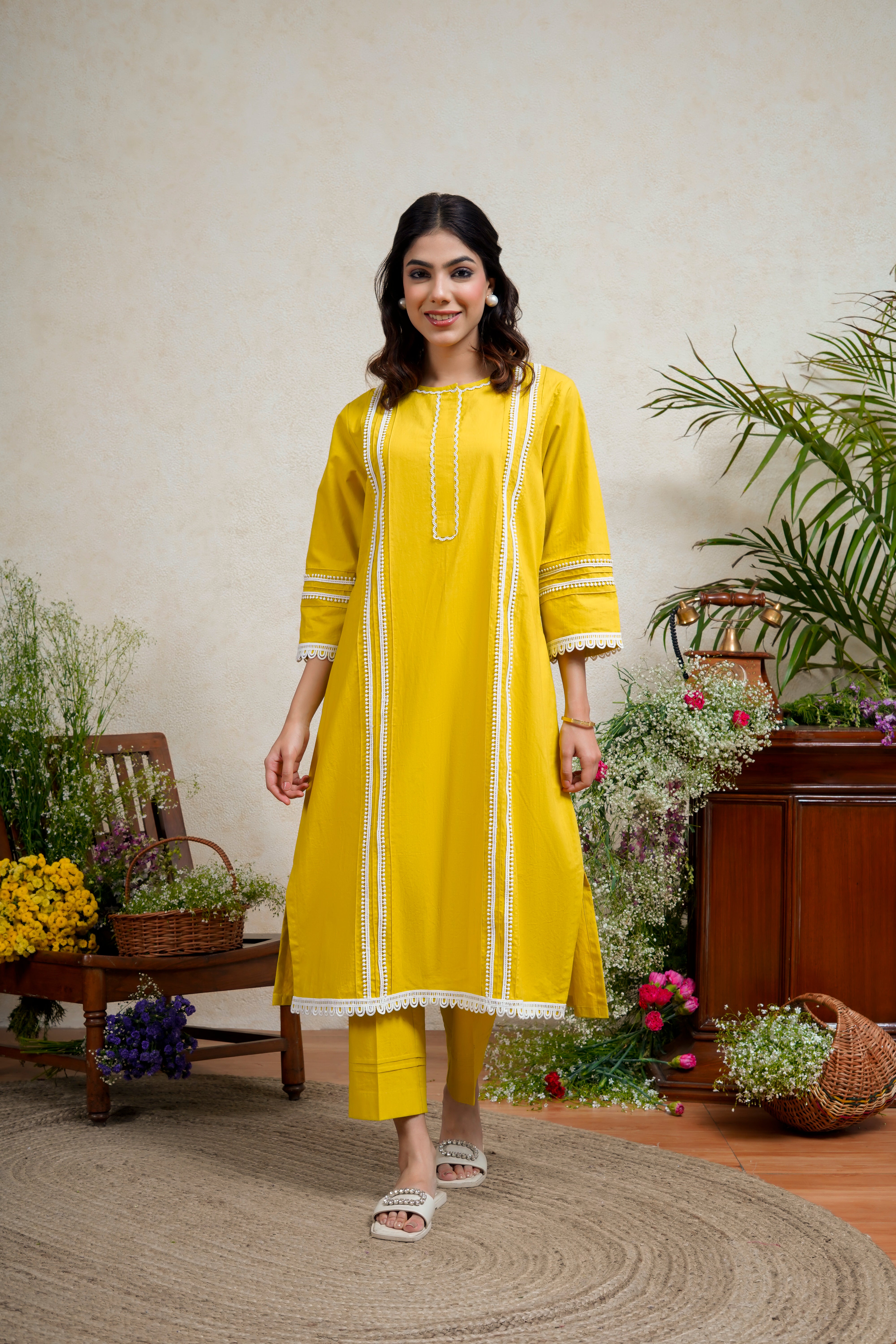 Yuzu Yellow  Kurta Pant Set