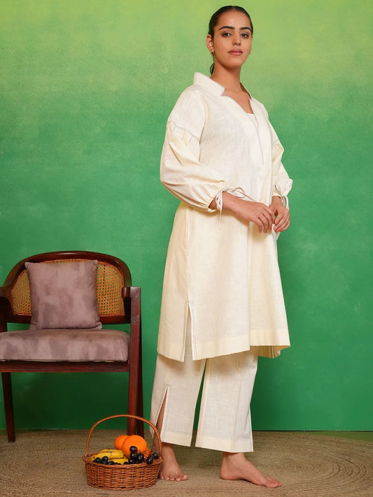 Ivory Charm Bubble Sleeves Kurta Set