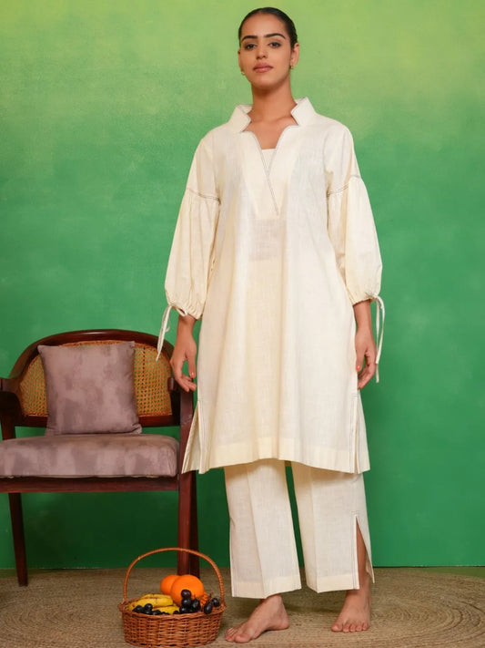 Ivory Charm Bubble Sleeves Kurta Set