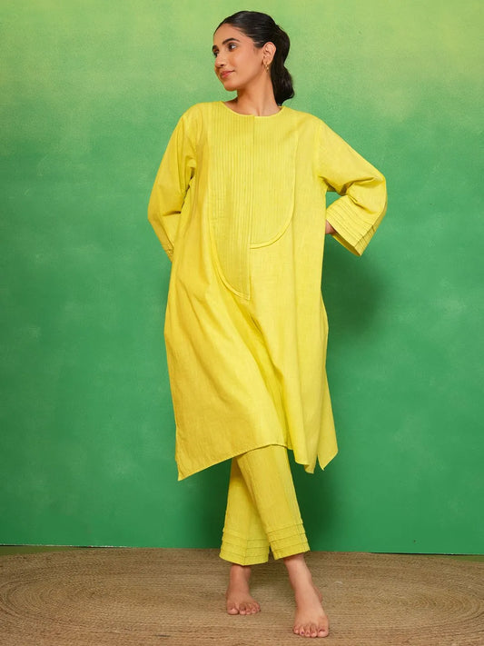 Lemon Zest Pleated Kurta Set