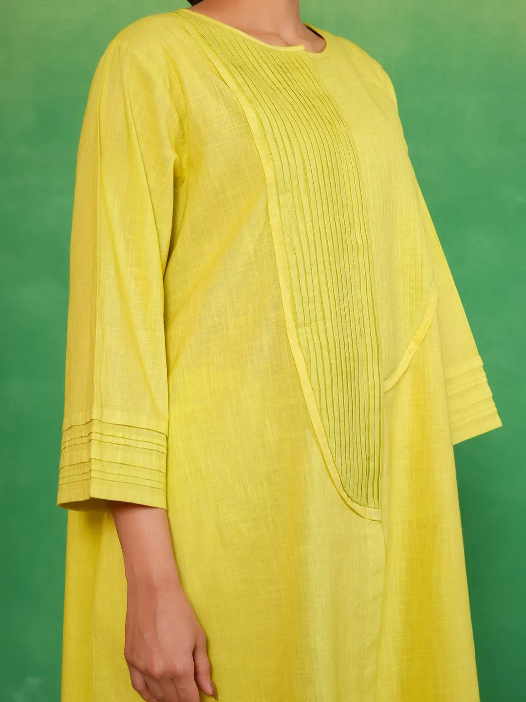 Lemon Zest Pleated Kurta Set