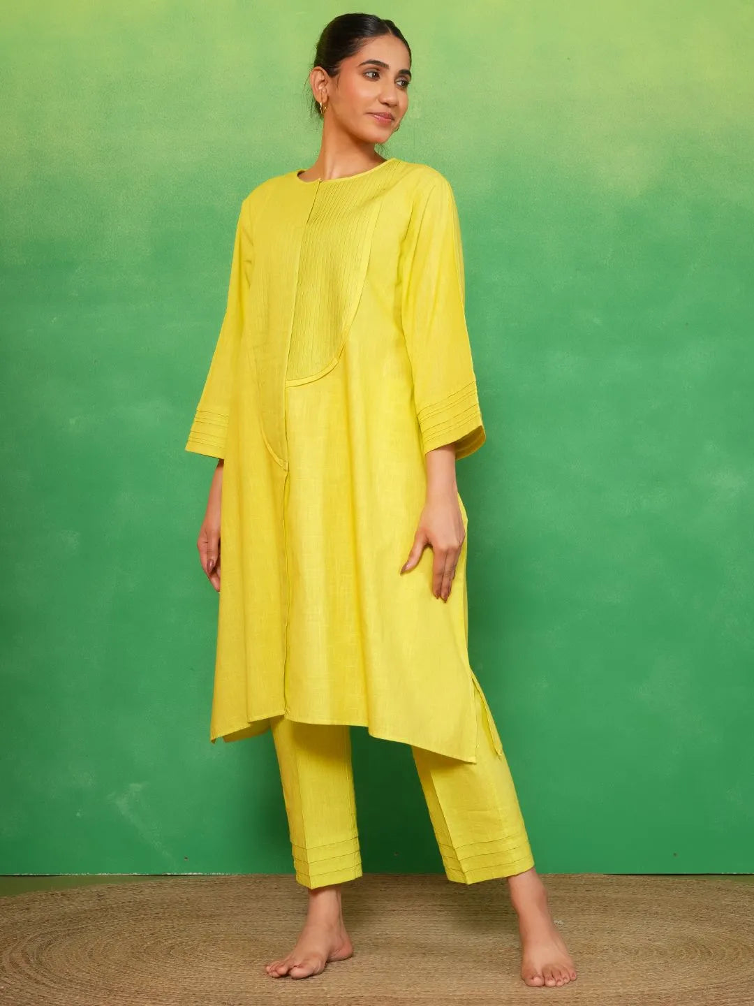 Lemon Zest Pleated Kurta Set
