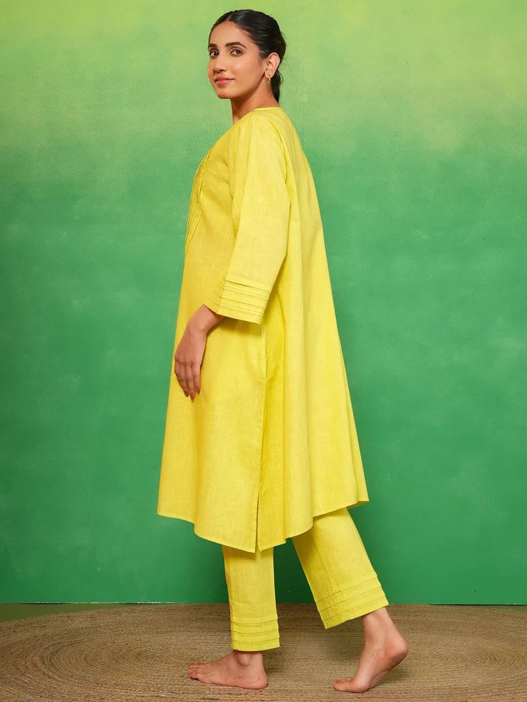 Lemon Zest Pleated Kurta Set