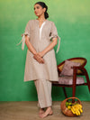 Nude Beige Bow-Tie Kurta Set