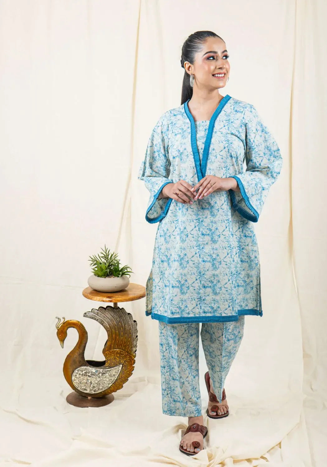 Oceanic Blue Tie-Dye Kurta Set