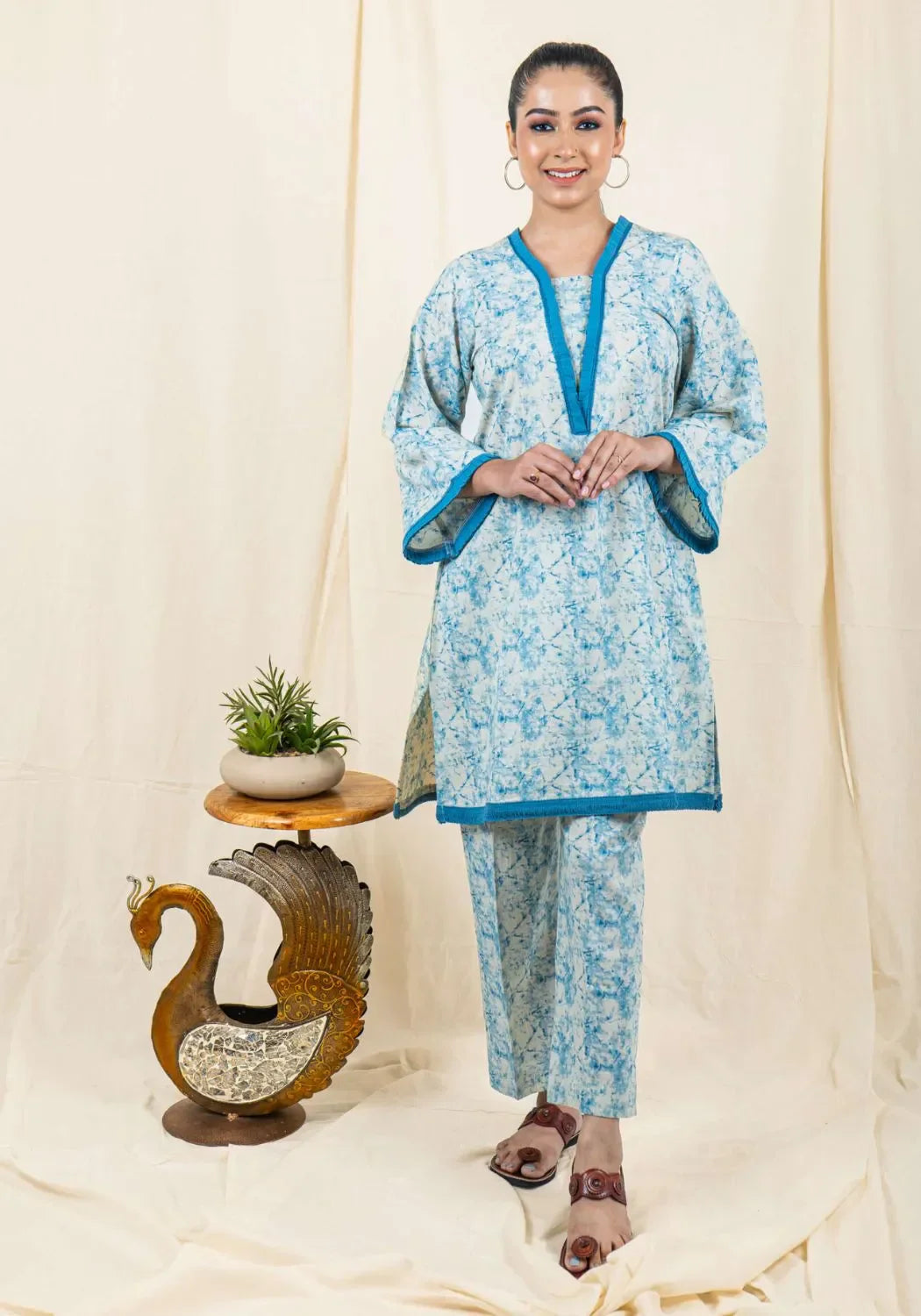 Oceanic Blue Tie-Dye Kurta Set