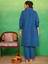 Royal Indigo Bubble Sleeves Kurta Set
