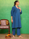 Royal Indigo Bubble Sleeves Kurta Set