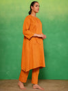 Saffron Radiance Pleated Kurta Set