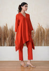 Sunset Rust Asymmetric Kurta Set