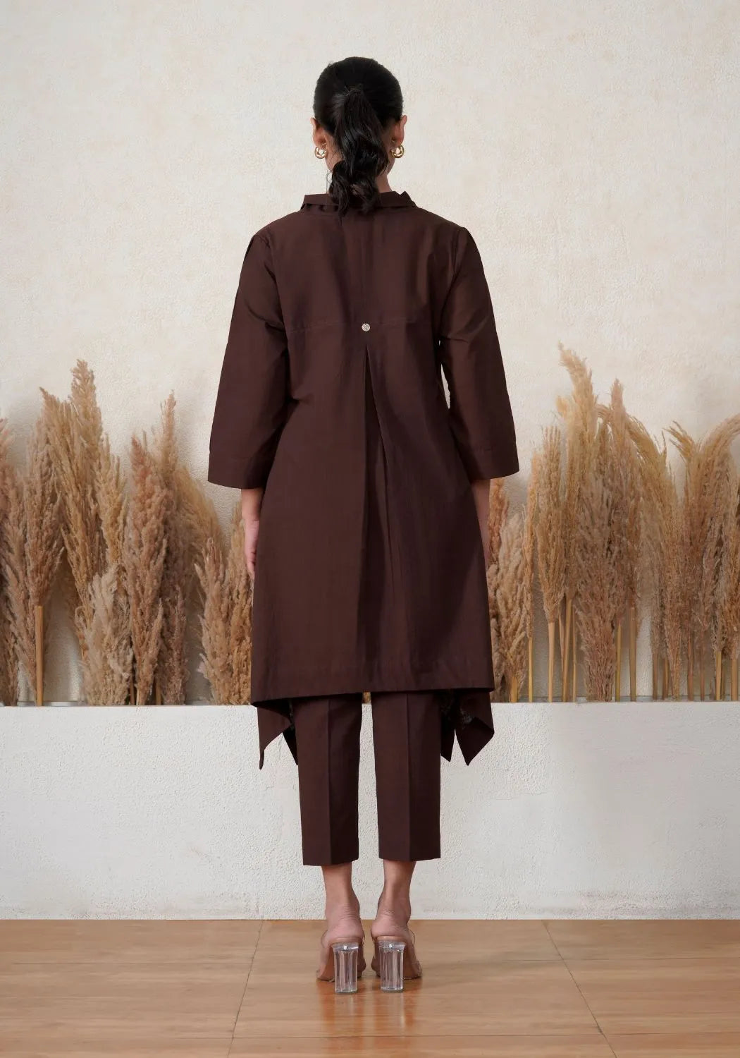 Coffee Bean Asymmetric Kurta Set