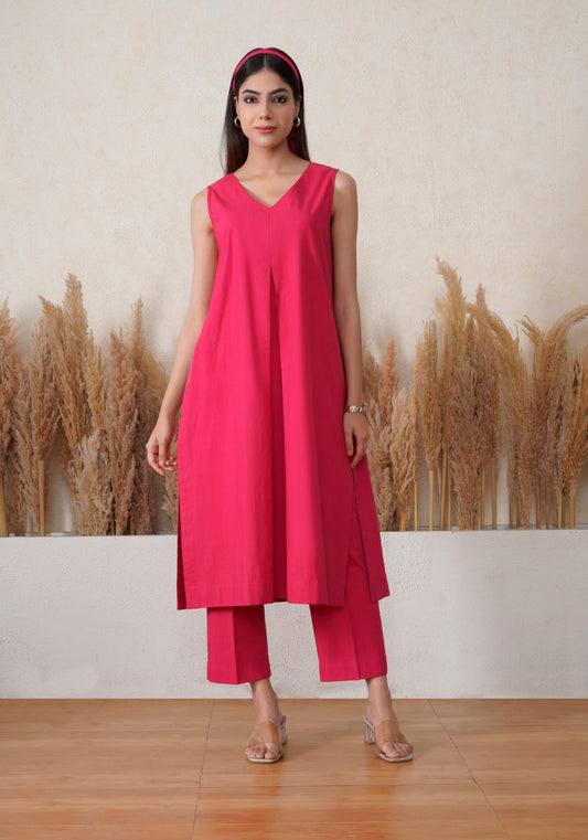 Pink Passion Sleeveless Kurta Set