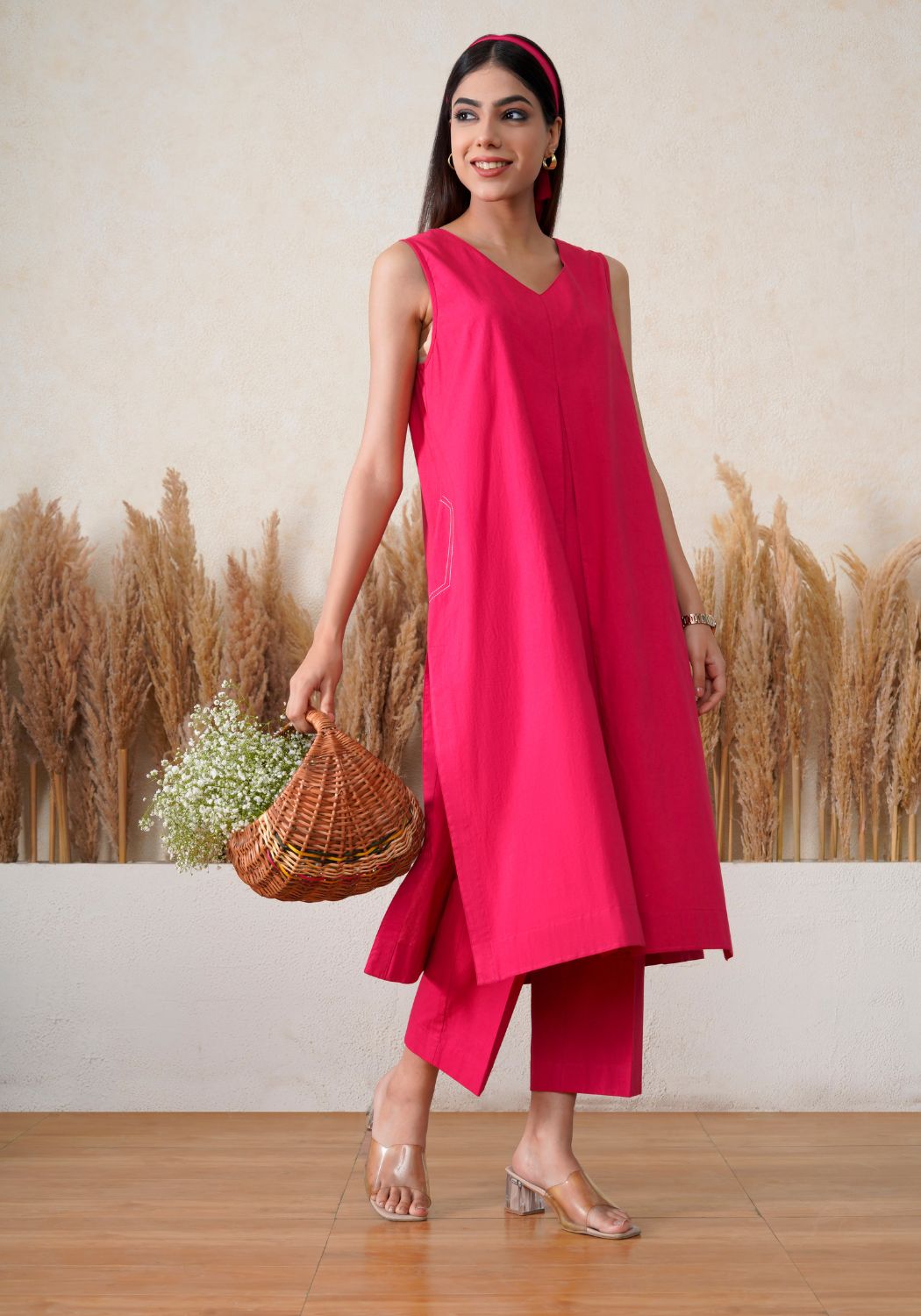 Pink Passion Sleeveless Kurta Set