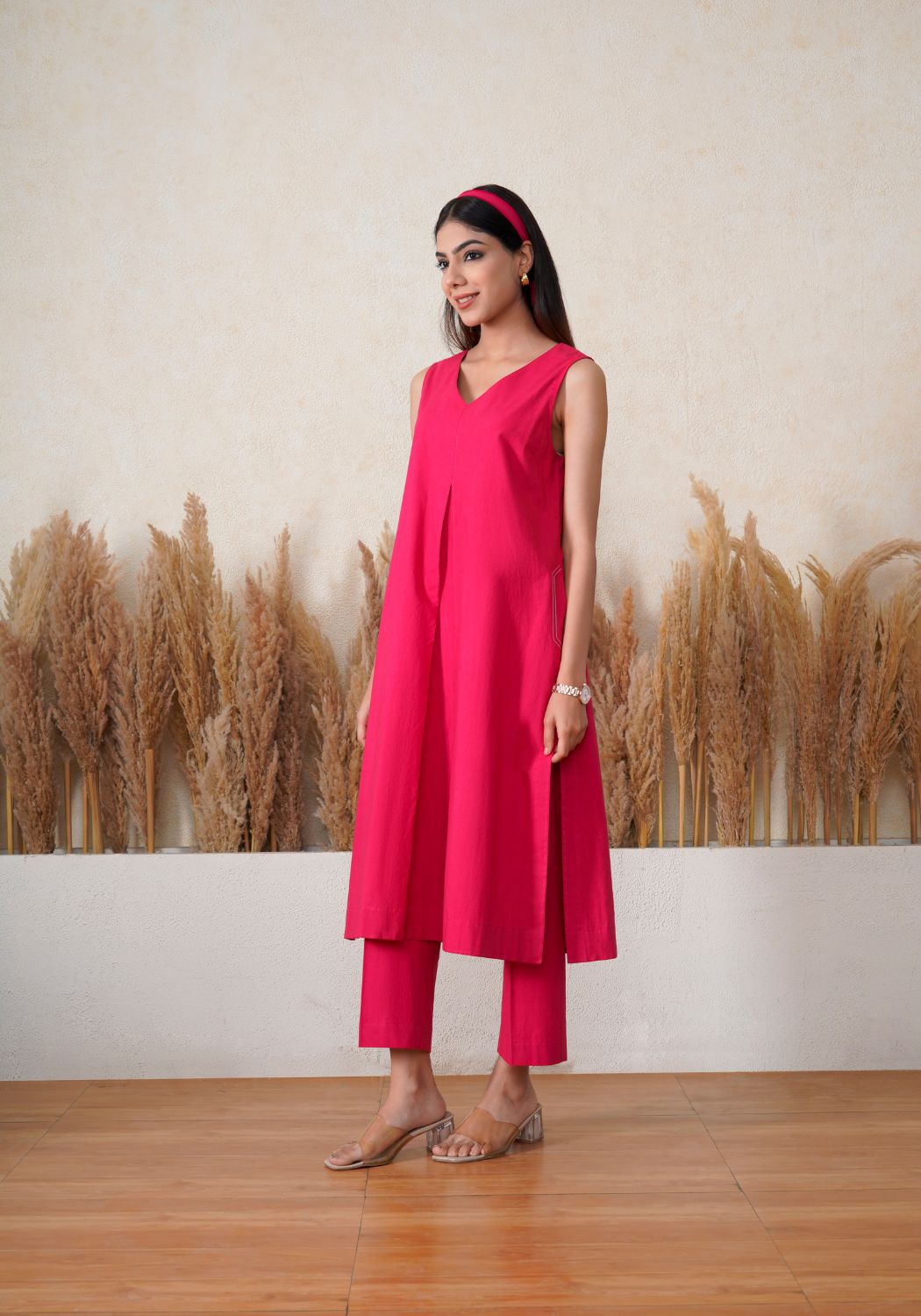 Pink Passion Sleeveless Kurta Set